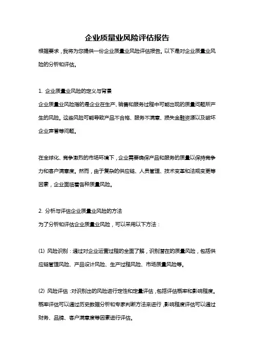企业质量业风险评估报告