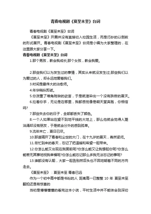青春电视剧《夏至未至》台词