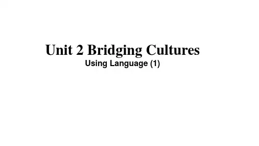 人教版高二英语选择性必修二 Unit2 Bridging Cultures  Using