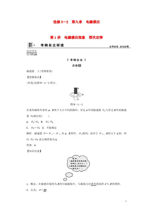 2014届高考物理一轮 (考纲自主研读+命题探究+高考全程解密) 第1讲电磁感应现象 楞次定律(含解析)