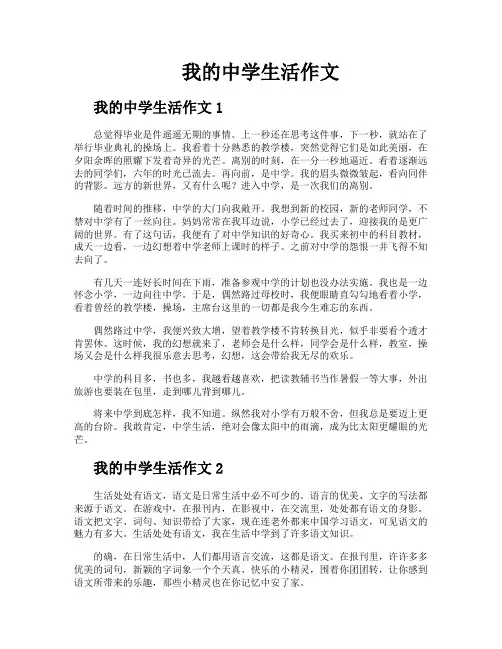 我的中学生活作文