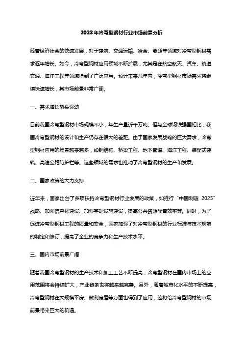 2023年冷弯型钢材行业市场前景分析