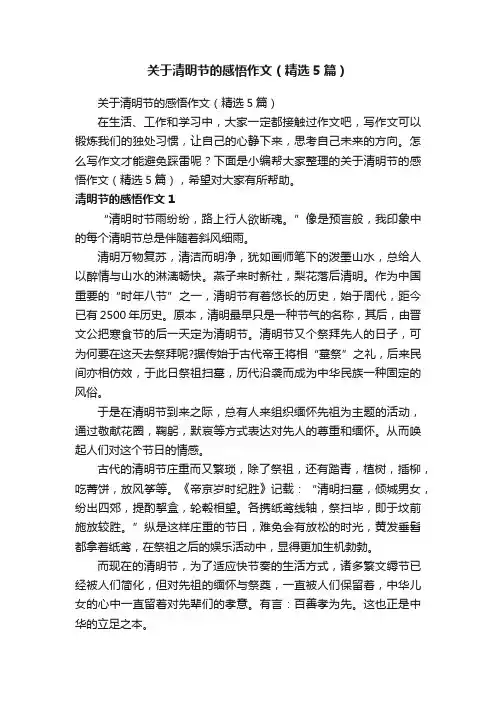 关于清明节的感悟作文（精选5篇）