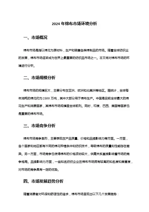 2024年棉布市场环境分析