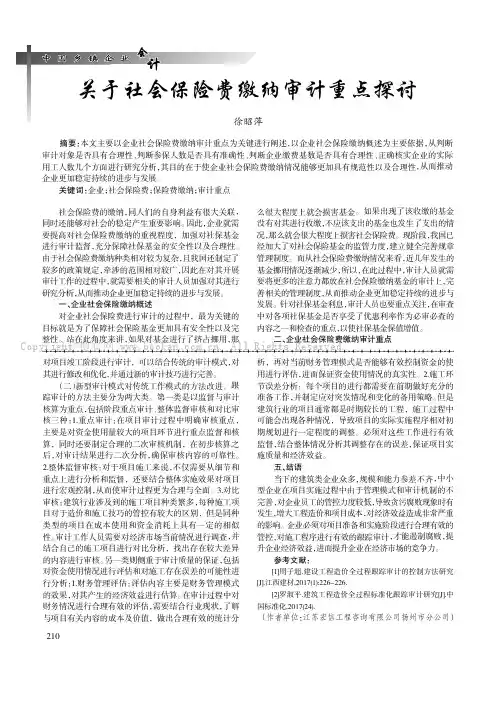 关于社会保险费缴纳审计重点探讨