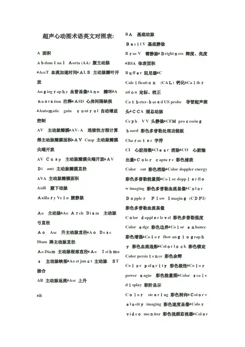 超声心动图常用中英对照表