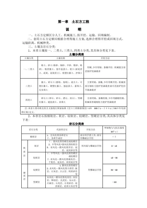 土石方工程定额说明及计算规则