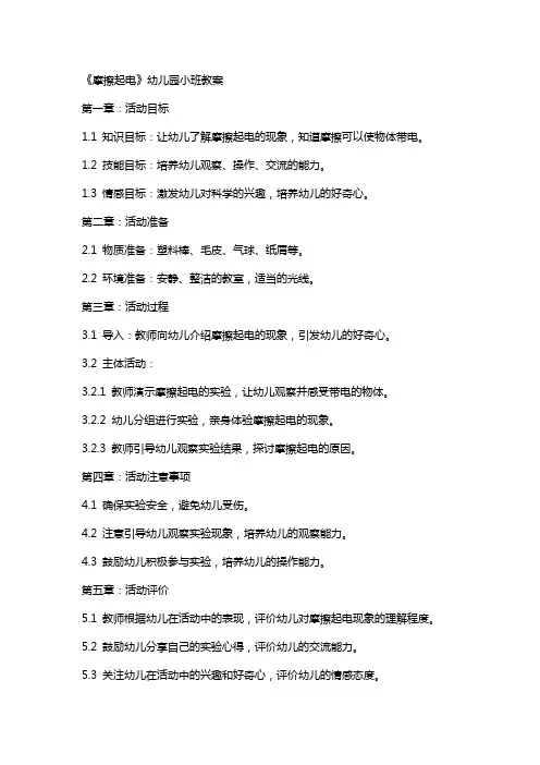 《摩擦起电》幼儿园小班教案