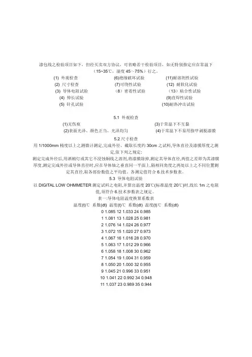 漆包线检验标准