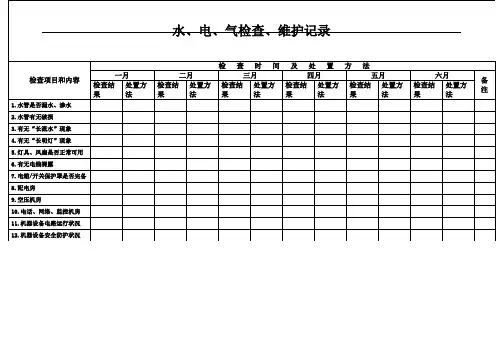 卫生院卫生院水、电、气检查、维护记录