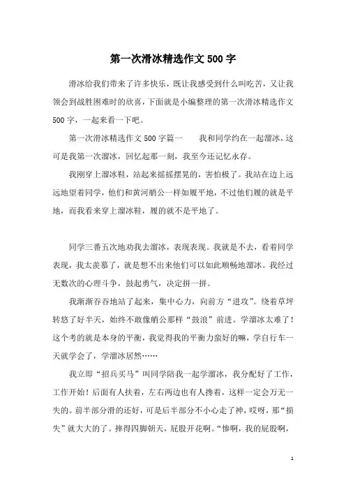 第一次滑冰精选作文500字
