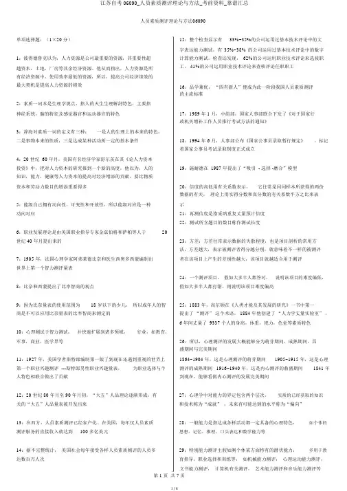江苏自考06090_人员素质测评理论与方法_考前资料_可靠汇总