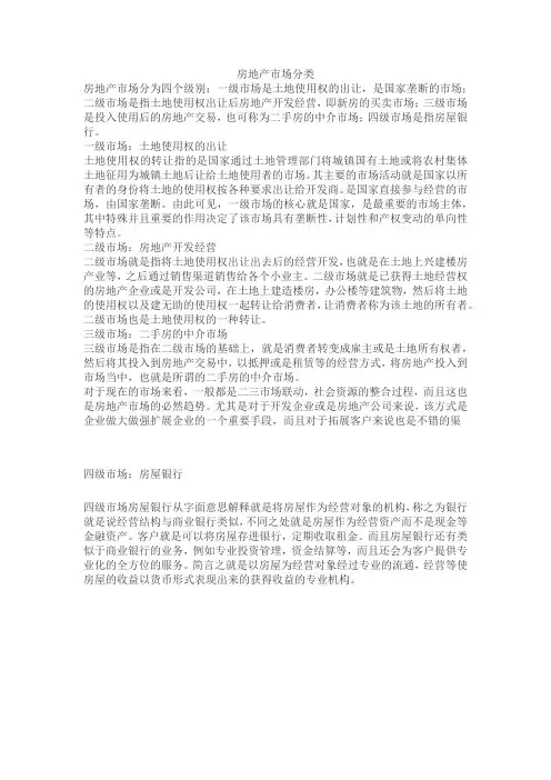 房地产市场分类