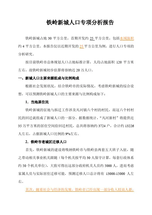 铁岭新城人口专项分析报告(07-5-17)