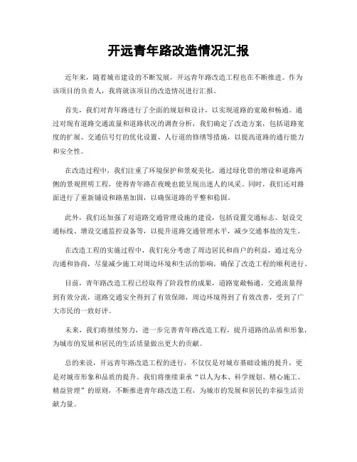 开远青年路改造情况汇报