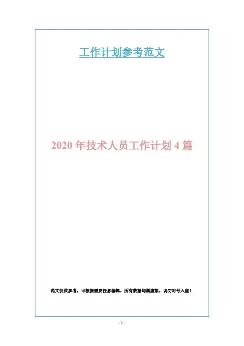 2020年技术人员工作计划4篇