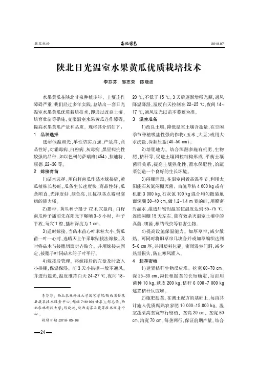 陕北日光温室水果黄瓜优质栽培技术