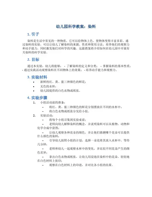 幼儿园科学教案染料