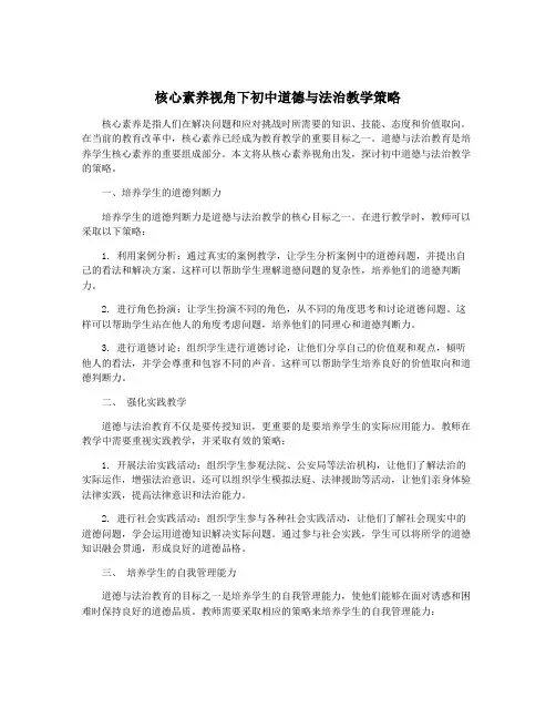 核心素养视角下初中道德与法治教学策略