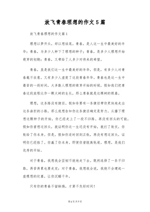 放飞青春梦想的作文5篇