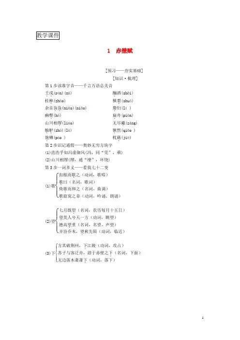 2018~2019学年高中语文第1单元山水神韵1赤壁赋教师用书鲁人版必修