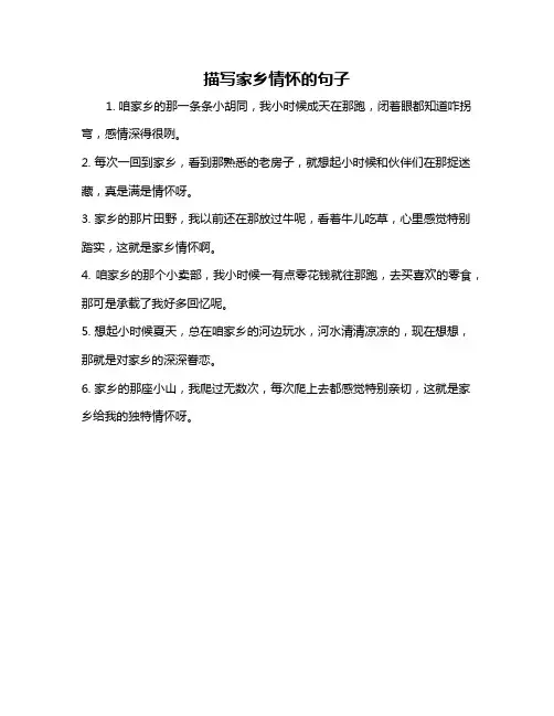 描写家乡情怀的句子