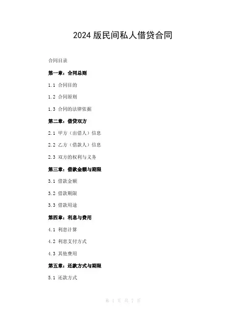 2024版民间私人借贷合同
