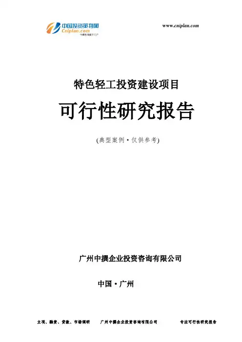 特色轻工投资建设项目可行性研究报告-广州中撰咨询