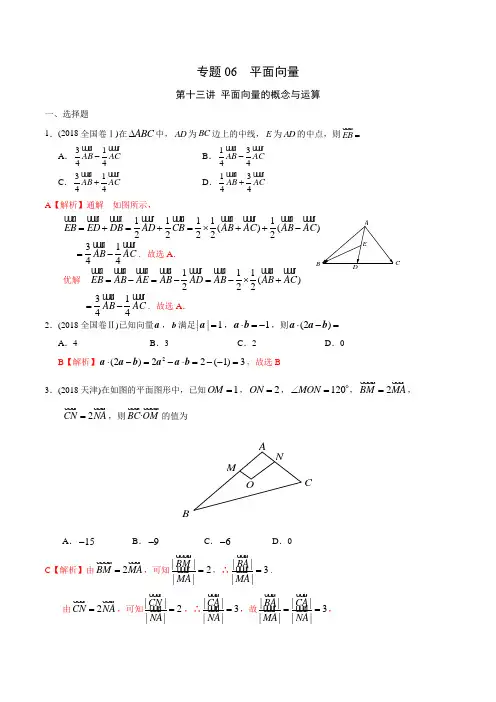 专题06 平面向量-2020年高考数学(文)二轮专项习题练 (解析版)
