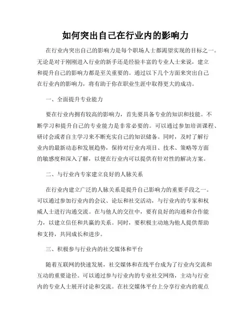 如何突出自己在行业内的影响力