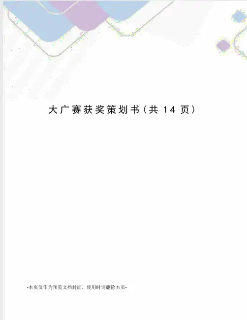 大广赛获奖策划书