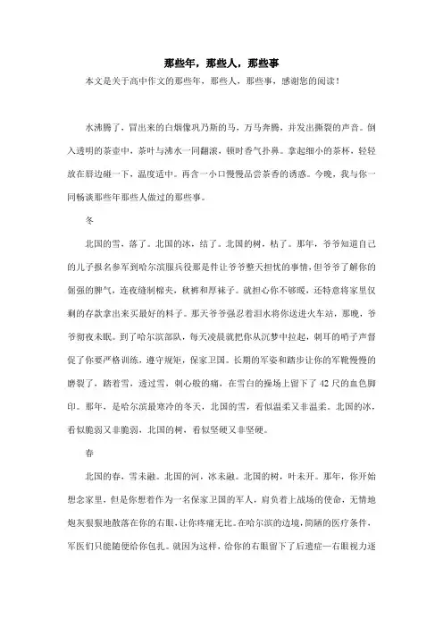 那些年,那些人,那些事_高中作文