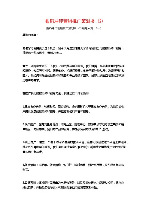 数码冲印营销推广策划书 (2)6篇