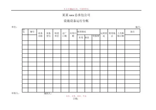 设施设备运行台账模板