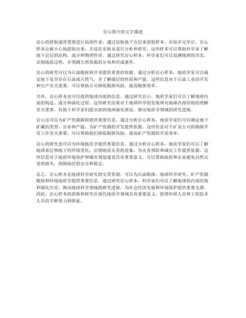 岩心简介的文字描述