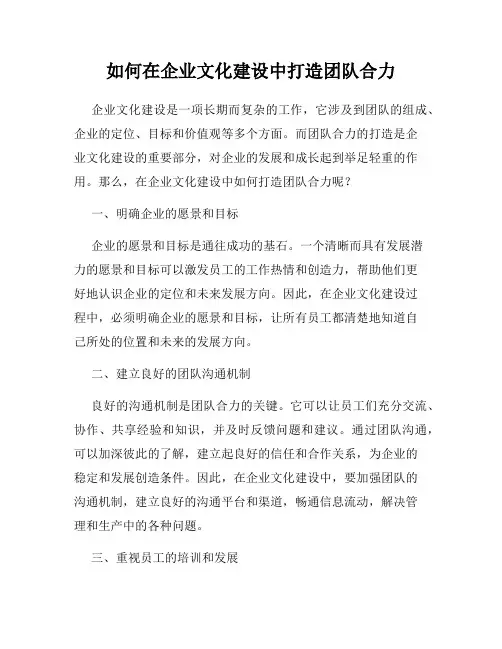 如何在企业文化建设中打造团队合力