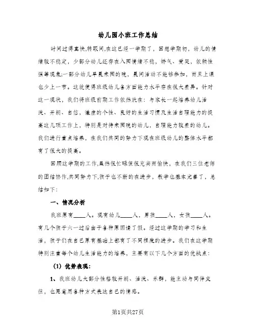 2024年幼儿园小班工作总结(9篇)