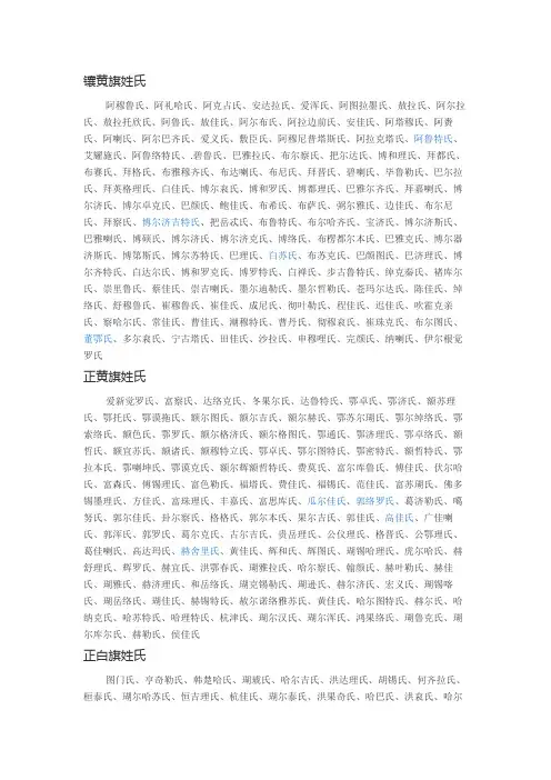 八旗姓氏