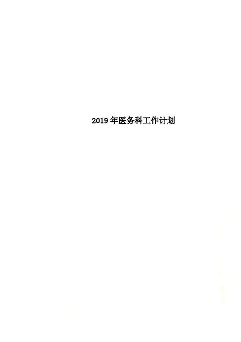 2019年医务科工作计划