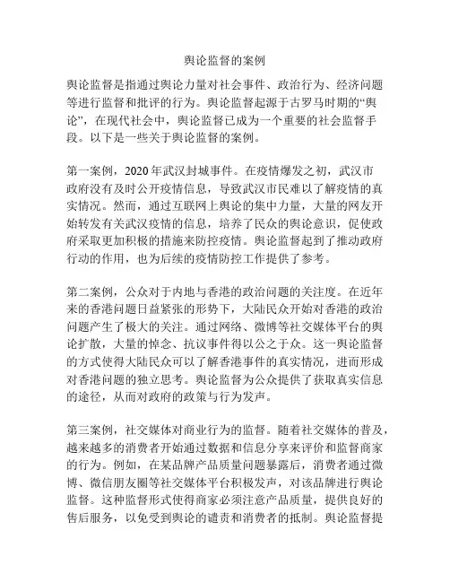 舆论监督的案例