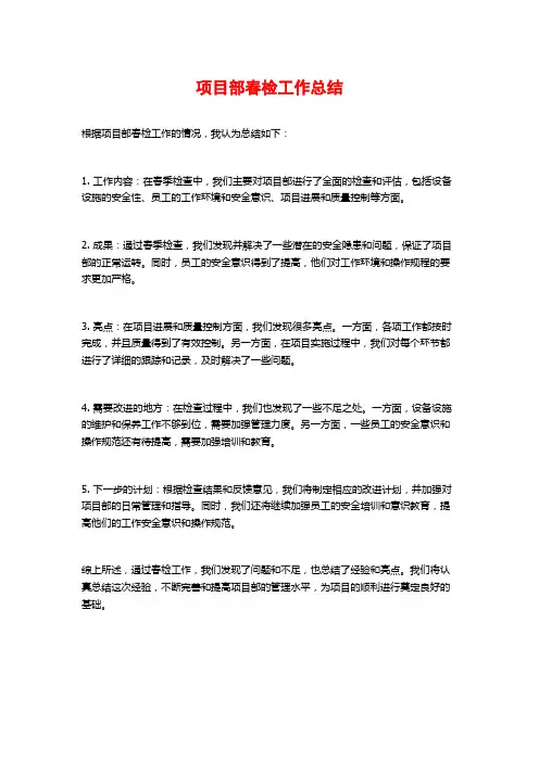 项目部春检工作总结
