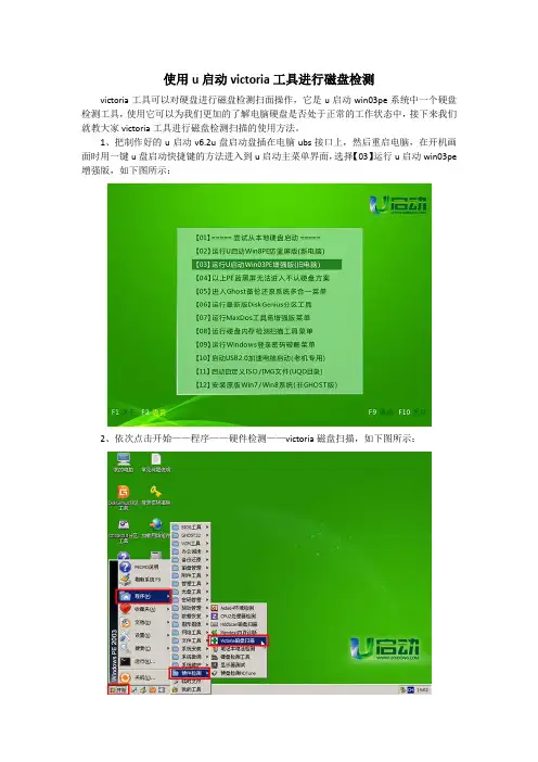 使用u启动victoria工具进行磁盘检测