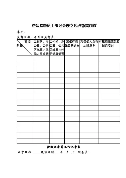 控烟监督员、巡查员工作记录表