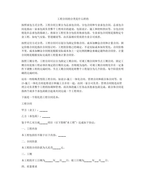 工程合同的分类是什么样的