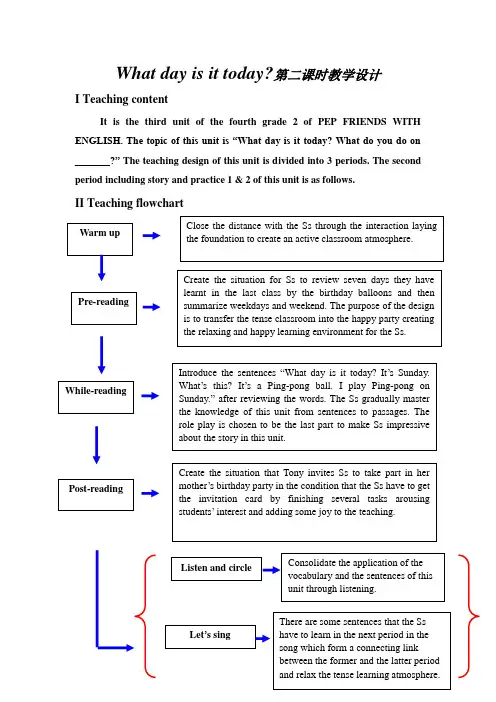 《开心学英语》四年级Unit3 My Week第二课时教学设计