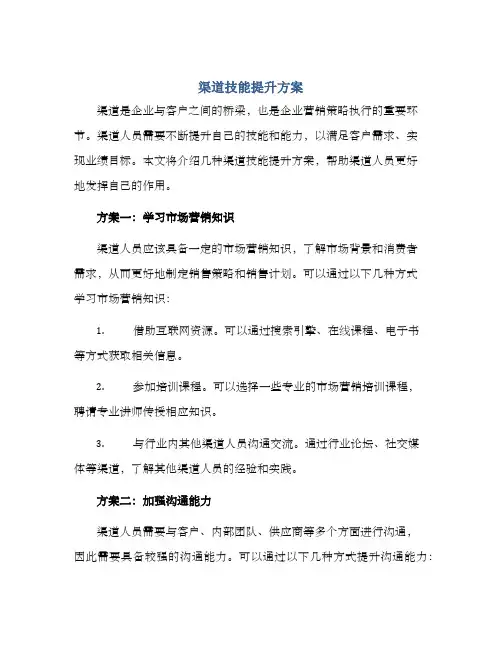 渠道技能提升方案