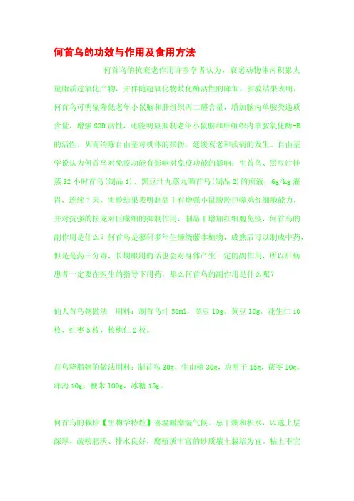 何首乌的功效与作用及食用方法