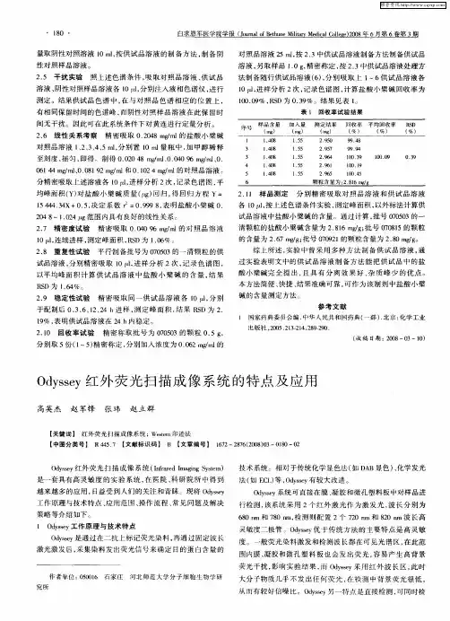 Odyssey红外荧光扫描成像系统的特点及应用