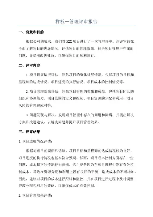 样板—管理评审报告