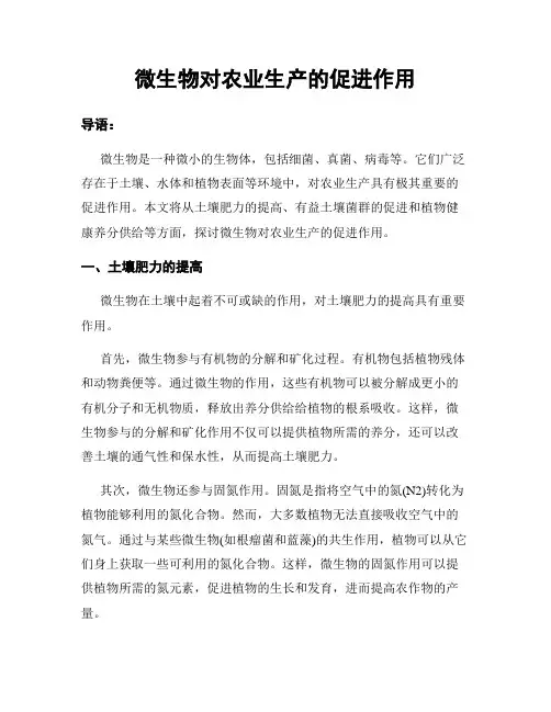 微生物对农业生产的促进作用